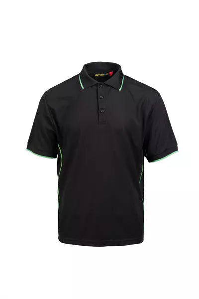 1013 Black Short Sleeve Polo With Green Piping Woman